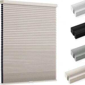 Blackout Cellular Shades, Honeycomb Blinds for Indoor Windows, 1.5 inch Cell Pleated , Pull Down Thermal Window ,Coverings for Window. Beige