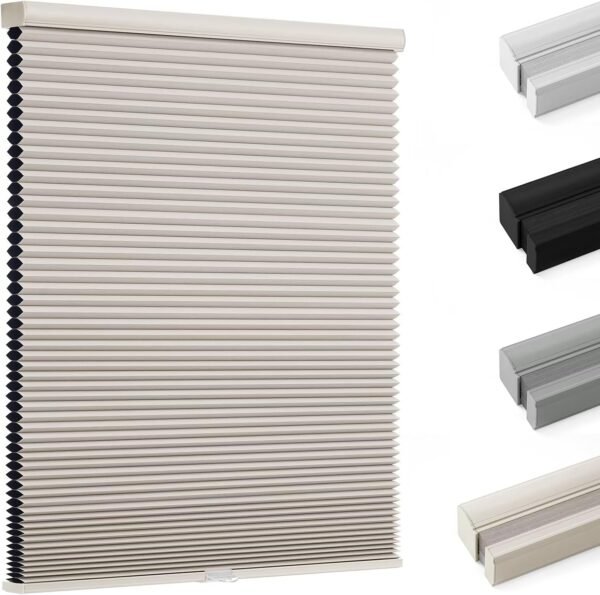 Blackout Cellular Shades, Honeycomb Blinds for Indoor Windows, 1.5 inch Cell Pleated , Pull Down Thermal Window ,Coverings for Window. Beige