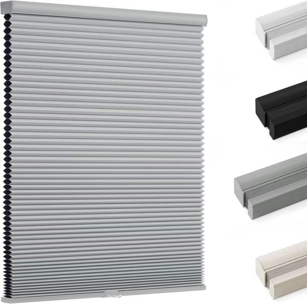 Blackout Cellular Shades, Honeycomb Blinds for Indoor Windows, 1.5 inch Cell Pleated , Pull Down Thermal Window ,Coverings for Window.Grey