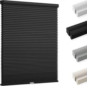 Blackout Cellular Shades, Honeycomb Blinds for Indoor Windows, 1.5 inch Cell Pleated , Pull Down Thermal Window ,Coverings for Window.  Black