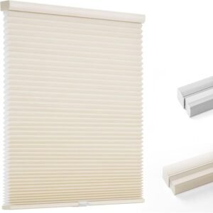 Light Filtering Cellular Shades, Honeycomb Blinds for Indoor Windows, 1.5 inch Cell Pleated , Pull Down Thermal Window ,Coverings for Window. Beige