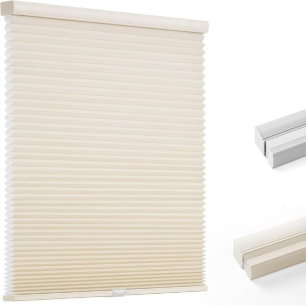 Light Filtering Cellular Shades, Honeycomb Blinds for Indoor Windows, 1.5 inch Cell Pleated , Pull Down Thermal Window ,Coverings for Window. Beige