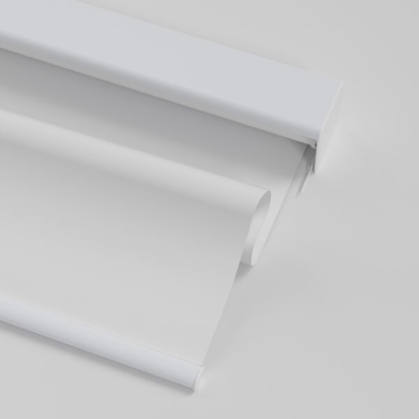 Smart Roller Blinds for Indoor Windows, Blackout Roller Blinds with Valance Cover, Room Darkening Window Shades for Home, Privacy Control Shade, Easy Install White