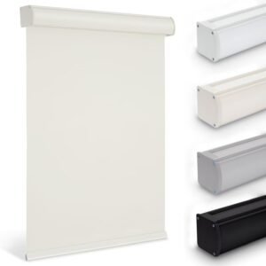 Cordless Roller Blinds for Indoor Windows, Blackout Roller Blinds with Valance Cover, Room Darkening Window Shades for Home, Privacy Control Shade, Easy Install Beige