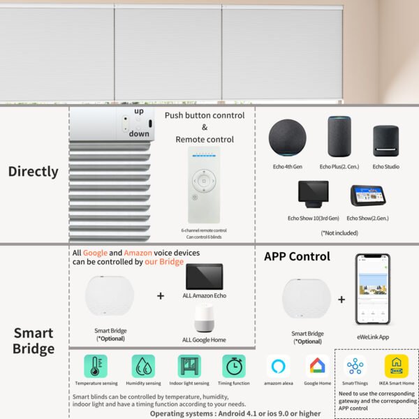 Smart Cellular Blinds for Indoor Windows, Blackout shade with temperature sensor , Automatic working by the temperature , Control by Voice, app and remote. Beige color - Image 10