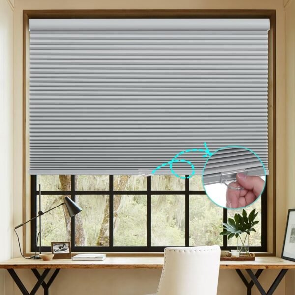 Blackout Cellular Shades, Honeycomb Blinds for Indoor Windows, 1.5 inch Cell Pleated , Pull Down Thermal Window ,Coverings for Window.Grey - Image 4