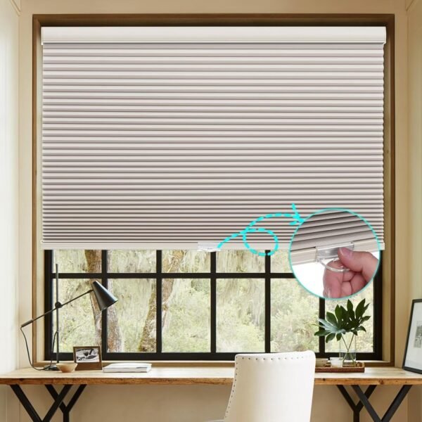 Blackout Cellular Shades, Honeycomb Blinds for Indoor Windows, 1.5 inch Cell Pleated , Pull Down Thermal Window ,Coverings for Window. Beige - Image 4
