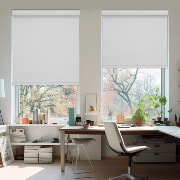 Cordless Roller Blinds for Indoor Windows, Blackout Roller Blinds with Valance Cover, Room Darkening Window Shades for Home, Privacy Control Shade, Easy Install - Image 2