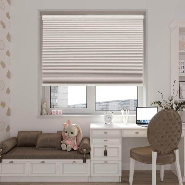 Blackout Cellular Shades, Honeycomb Blinds for Indoor Windows, 1.5 inch Cell Pleated , Pull Down Thermal Window ,Coverings for Window. Beige - Image 3