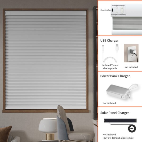 Smart Cellular Blinds for Indoor Windows, Blackout shade with temperature sensor , Automatic working by the temperature , Control by Voice, app and remote. Beige color - Image 8