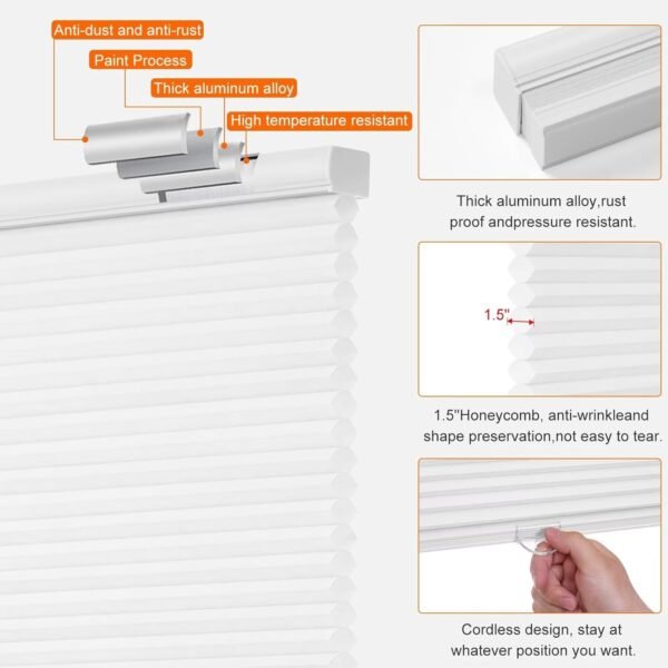 Light Filtering Cellular Shades, Honeycomb Blinds for Indoor Windows, 1.5 inch Cell Pleated , Pull Down Thermal Window ,Coverings for Window. - Image 4