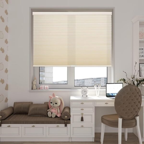 Light Filtering Cellular Shades, Honeycomb Blinds for Indoor Windows, 1.5 inch Cell Pleated , Pull Down Thermal Window ,Coverings for Window. Beige - Image 4