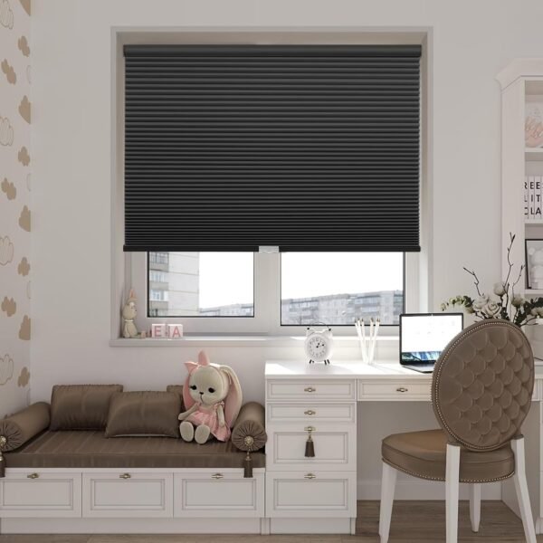 Blackout Cellular Shades, Honeycomb Blinds for Indoor Windows, 1.5 inch Cell Pleated , Pull Down Thermal Window ,Coverings for Window.  Black - Image 4