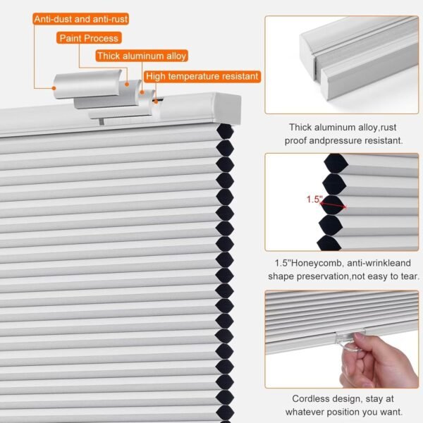 Blackout Cellular Shades, Honeycomb Blinds for Indoor Windows, 1.5 inch Cell Pleated , Pull Down Thermal Window ,Coverings for Window. - Image 4