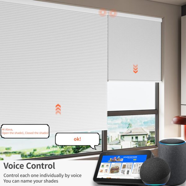Smart Cellular Blinds for Indoor Windows, Blackout shade with temperature sensor , Automatic working by the temperature , Control by Voice, app and remote. Beige color - Image 7