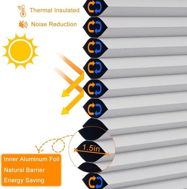 Blackout Cellular Shades, Honeycomb Blinds for Indoor Windows, 1.5 inch Cell Pleated , Pull Down Thermal Window ,Coverings for Window. - Image 5