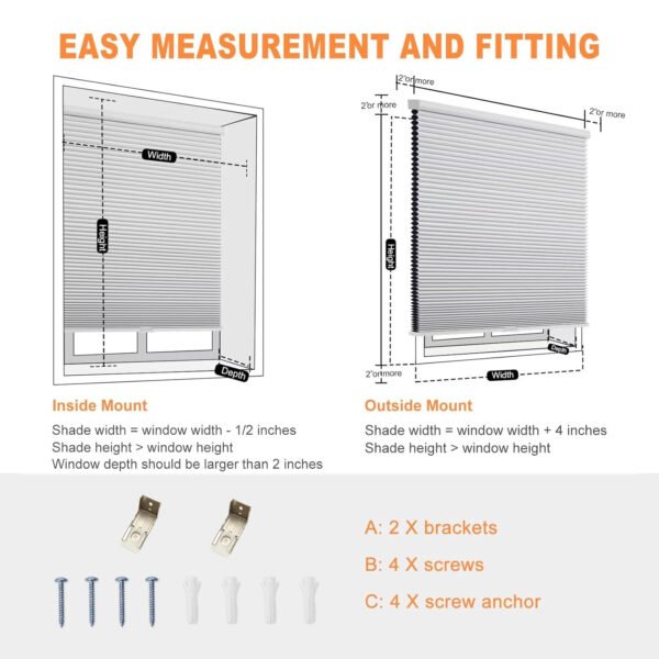 Smart Cellular Blinds for Indoor Windows, Blackout shade with temperature sensor , Automatic working by the temperature , Control by Voice, app and remote. Beige color - Image 6