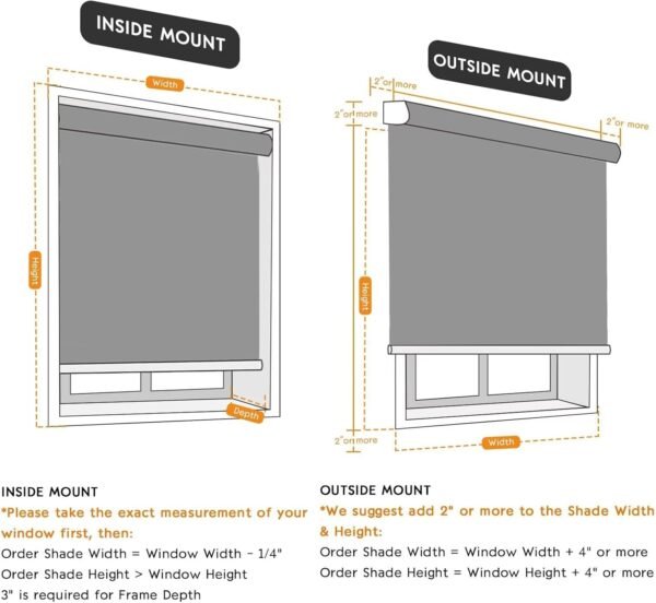 Cordless Roller Blinds for Indoor Windows, Blackout Roller Blinds with Valance Cover, Room Darkening Window Shades for Home, Privacy Control Shade, Easy Install Grey - Image 7