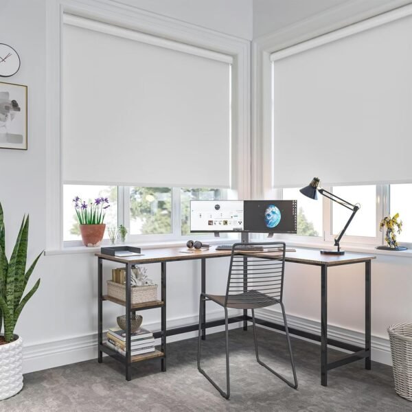 Cordless Roller Blinds for Indoor Windows, Blackout Roller Blinds with Valance Cover, Room Darkening Window Shades for Home, Privacy Control Shade, Easy Install - Image 7