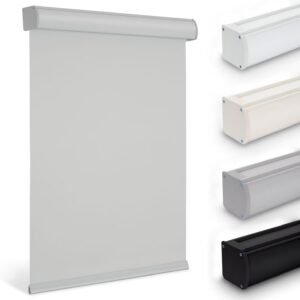 Cordless Roller Blinds for Indoor Windows, Blackout Roller Blinds with Valance Cover, Room Darkening Window Shades for Home, Privacy Control Shade, Easy Install Grey