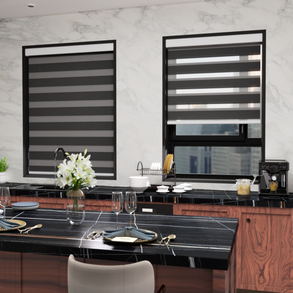 Electric Zebra Blinds for Indoor Windows,70% Blackout Roller Blinds with Valance Cover, Room Darkening Window Shades for Home, Privacy Control Shade, Easy Install - Image 2