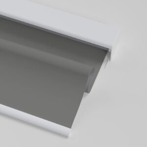 Smart Roller Blinds for Indoor Windows, Blackout Roller Blinds with Valance Cover, Room Darkening Window Shades for Home, Privacy Control Shade, Easy Install ,Grey