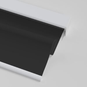 Smart Roller Blinds for Indoor Windows, Blackout Roller Blinds with Valance Cover, Room Darkening Window Shades for Home, Privacy Control Shade, Easy Install ,Black Color