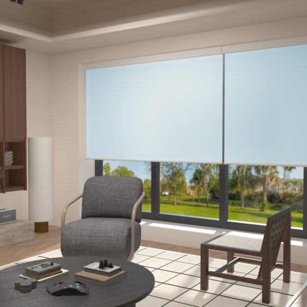 Smart Roller Blinds for Indoor Windows, Blackout Roller Blinds with Valance Cover, Room Darkening Window Shades for Home, Privacy Control Shade, Easy Install，Blue - Image 2
