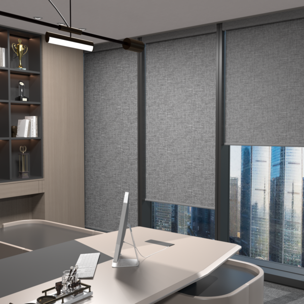 Smart Roller Blinds for Indoor Windows, Blackout Roller Blinds with Valance Cover, Room Darkening Window Shades for Home, Privacy Control, Easy Install ,Grey - Image 2