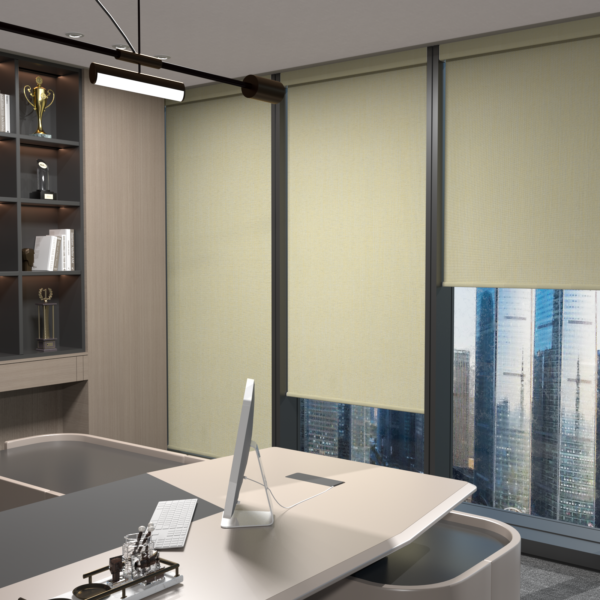 Smart Roller Blinds for Indoor Windows, Blackout Roller Blinds with Valance Cover, Room Darkening Window Shades for Home, Privacy Control Shade, Easy Install ,Beige Yellow - Image 2